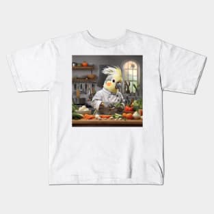 Cockatiel calopsitte bird oiseau IA Cooking Kitchen Kids T-Shirt